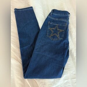 Pink Lily Dark Blue Skinny Jeans with Star Accent